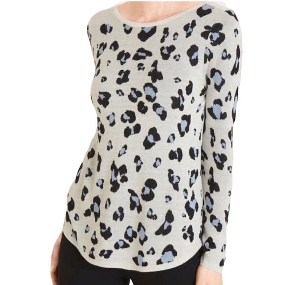 Chico’s Women's Textured Animal Print Bateau Neck Sweater Size Small - Picture 1 of 13